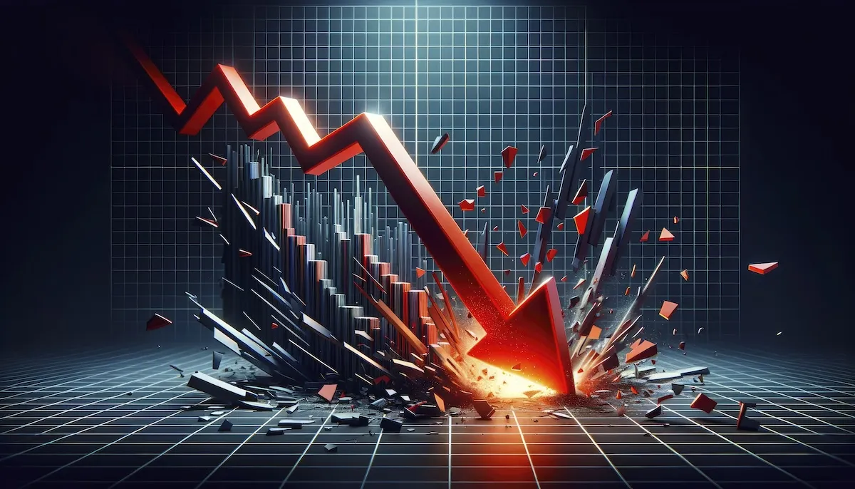 3d-render-showcasing-dramatic-recession-chart-with-large-falling-red-arrow-crashing-through-floor-set-against-dark-background-ai-generative